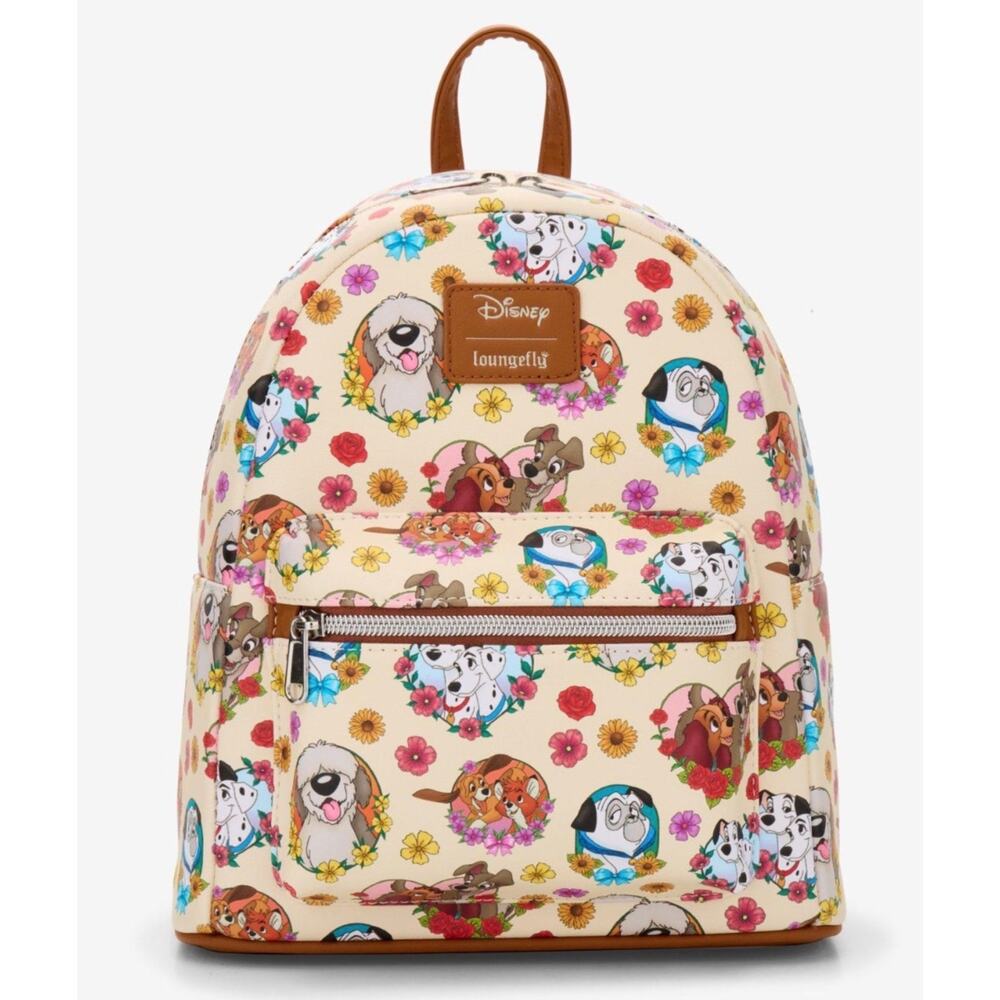 Loungfly Disney Dogs Flower Hearts Mini Backpack NWT